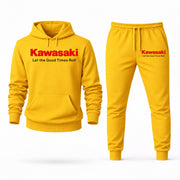 Men's Kawasaki Motors Hoodie Joggers Set - Yellow digital placement mockup