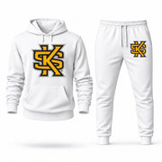 Men's Kennesaw State Hoodie Joggers Set - White digital placement mockup