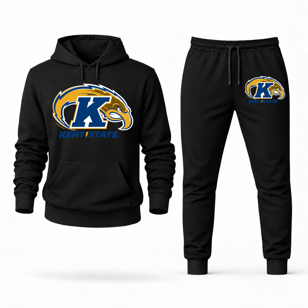 Men's Kent State Hoodie Joggers Set - Black digital placement mockup