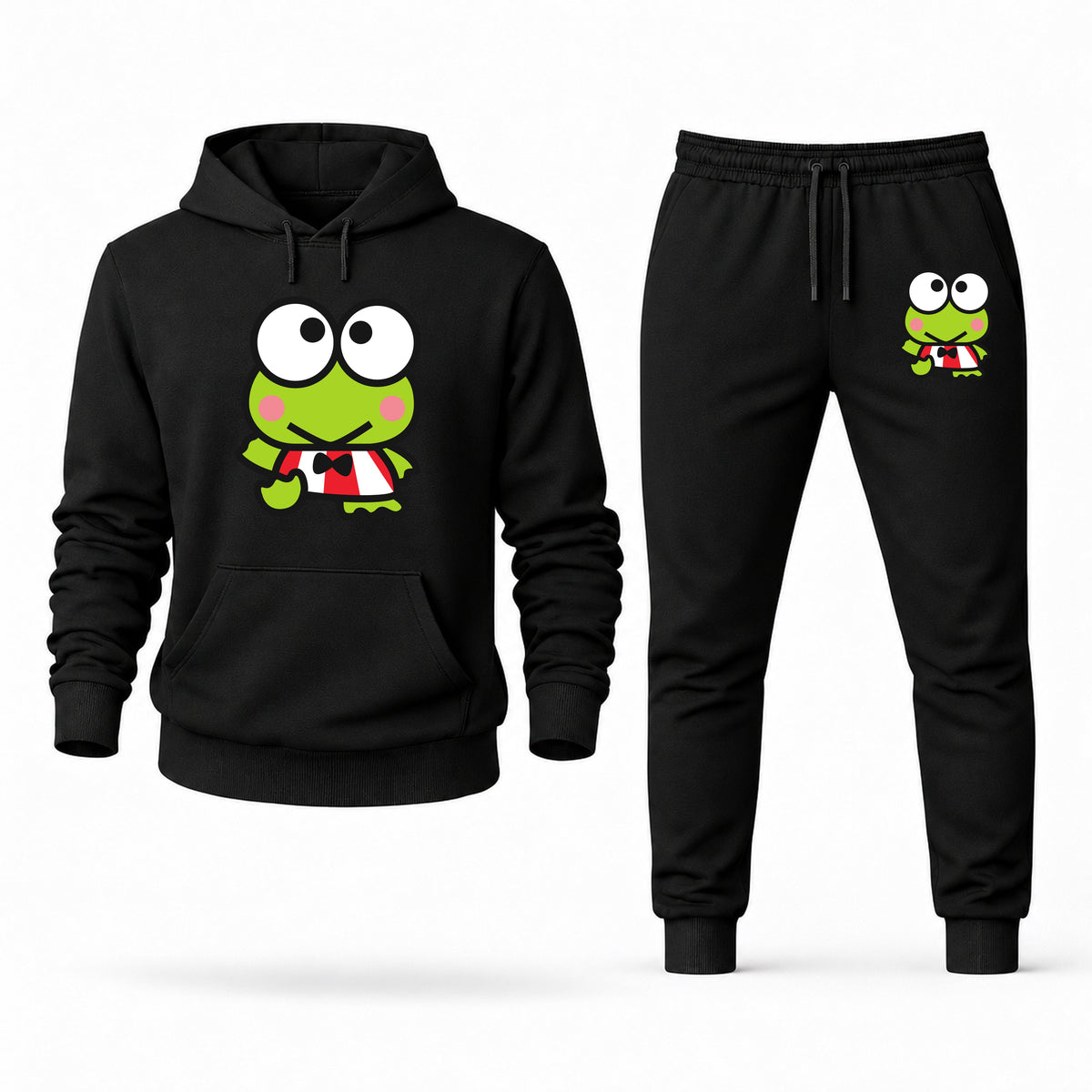 Men's Keroppi Hoodie Joggers Set - Black digital placement mockup