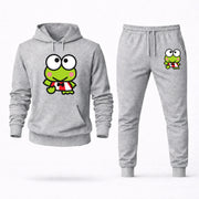 Men's Keroppi Hoodie Joggers Set - Grey digital placement mockup
