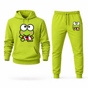 Men's Keroppi Hoodie Joggers Set - Lime Green digital placement mockup