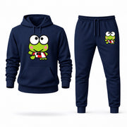 Men's Keroppi Hoodie Joggers Set - Navy digital placement mockup