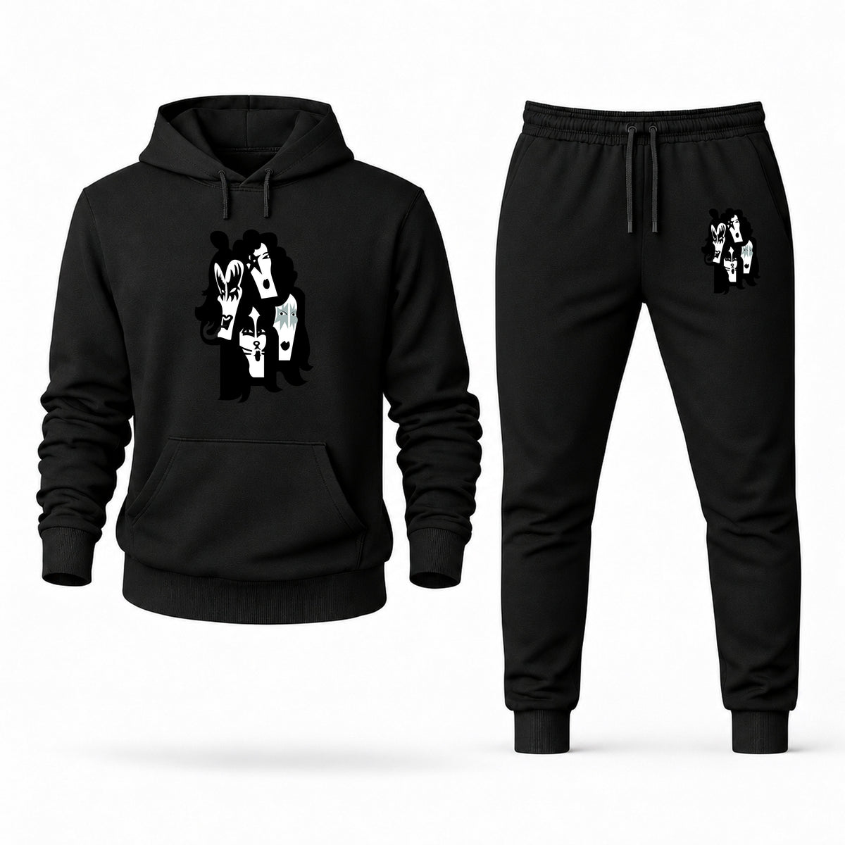 Men's KISS Hoodie Joggers Set - Black digital placement mockup
