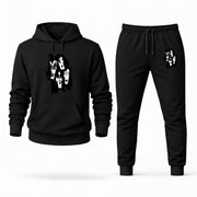 Men's KISS Hoodie Joggers Set - Black digital placement mockup