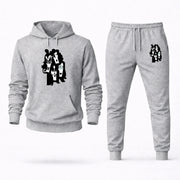 Men's KISS Hoodie Joggers Set - Grey digital placement mockup
