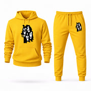 Men's KISS Hoodie Joggers Set - Yellow digital placement mockup