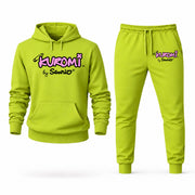 Men's Kuromi Hoodie Joggers Set - Lime Green digital placement mockup