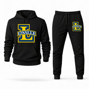 Men's La Salle Hoodie Joggers Set - Black digital placement mockup