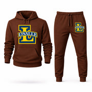 Men's La Salle Hoodie Joggers Set - Brown digital placement mockup