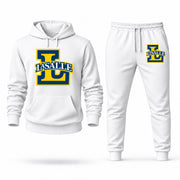 Men's La Salle Hoodie Joggers Set - White digital placement mockup
