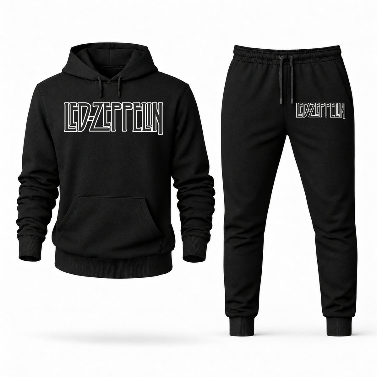 Men's Led Zeppelin Hoodie Joggers Set - Black digital placement mockup