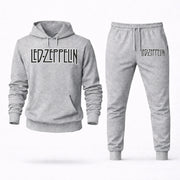 Men's Led Zeppelin Hoodie Joggers Set - Grey digital placement mockup