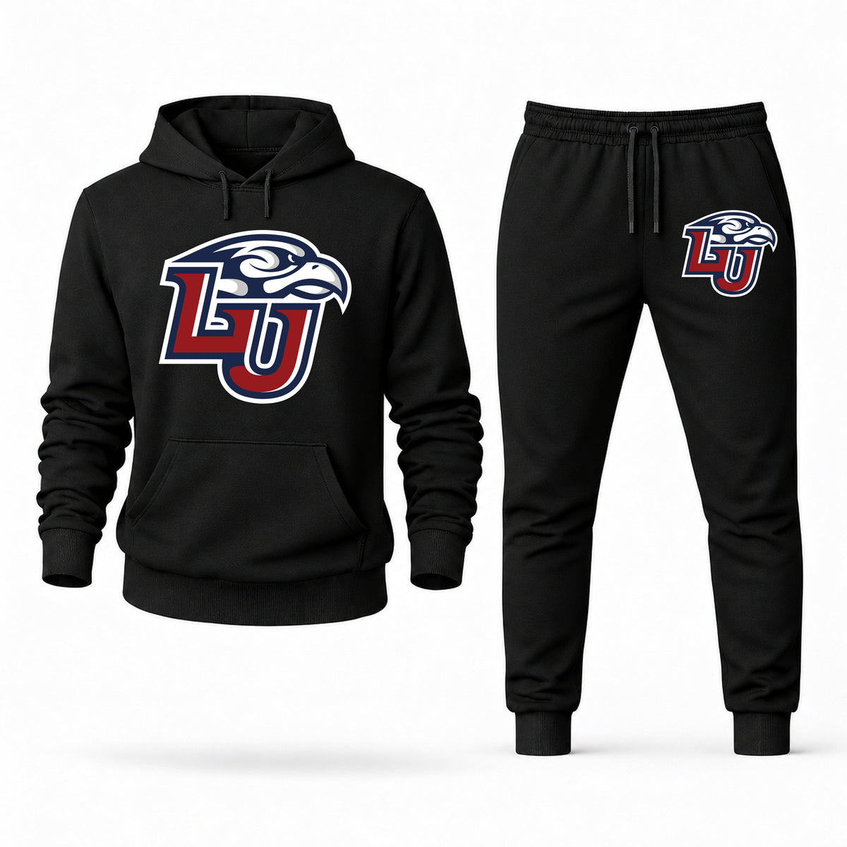Men's Liberty Hoodie Joggers Set - Black digital placement mockup