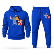 Men's Lilo & Stitch Hoodie Joggers Set - Blue digital placement mockup