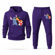 Men's Lilo & Stitch Hoodie Joggers Set - Purple digital placement mockup