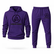 Men's Linkin Park Hoodie Joggers Set - Purple digital placement mockup