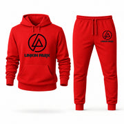 Men's Linkin Park Hoodie Joggers Set - Red digital placement mockup