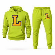 Men's Lipscomb Hoodie Joggers Set - Lime Green digital placement mockup