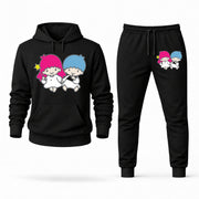 Men's Little Twin Stars Hoodie Joggers Set - Black digital placement mockup