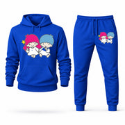 Men's Little Twin Stars Hoodie Joggers Set - Blue digital placement mockup