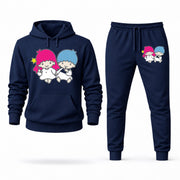 Men's Little Twin Stars Hoodie Joggers Set - Navy digital placement mockup