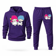 Men's Little Twin Stars Hoodie Joggers Set - Purple digital placement mockup