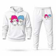 Men's Little Twin Stars Hoodie Joggers Set - White digital placement mockup