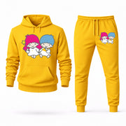 Men's Little Twin Stars Hoodie Joggers Set - Yellow digital placement mockup