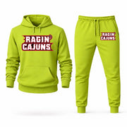 Men's Louisiana Hoodie Joggers Set - Lime Green digital placement mockup