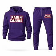 Men's Louisiana Hoodie Joggers Set - Purple digital placement mockup