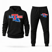 Men's Louisiana Tech Hoodie Joggers Set - Black digital placement mockup