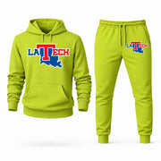 Men's Louisiana Tech Hoodie Joggers Set - Lime Green digital placement mockup