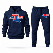 Men's Louisiana Tech Hoodie Joggers Set - Navy digital placement mockup
