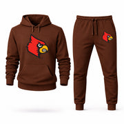 Men's Louisville Hoodie Joggers Set - Brown digital placement mockup