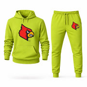 Men's Louisville Hoodie Joggers Set - Lime Green digital placement mockup