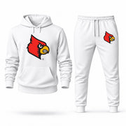 Men's Louisville Hoodie Joggers Set - White digital placement mockup