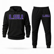 Men's LSU Hoodie Joggers Set - Black digital placement mockup