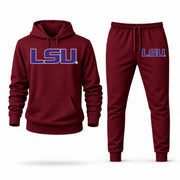 Men's LSU Hoodie Joggers Set - Burgundy digital placement mockup