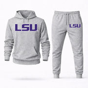 Men's LSU Hoodie Joggers Set - Grey digital placement mockup