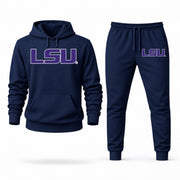 Men's LSU Hoodie Joggers Set - Navy digital placement mockup