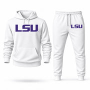 Men's LSU Hoodie Joggers Set - White digital placement mockup