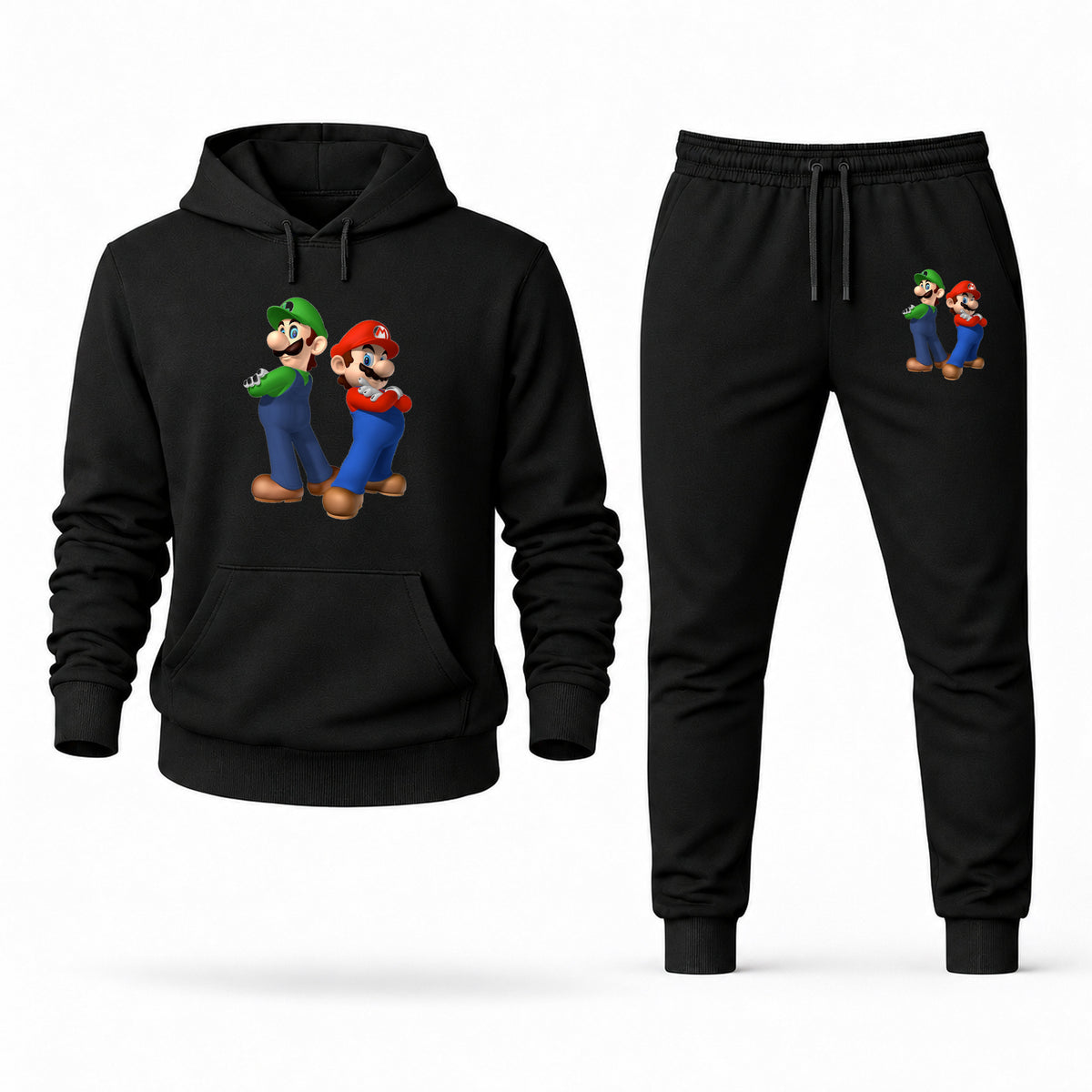 Men's Luigi Hoodie Joggers Set - Black digital placement mockup