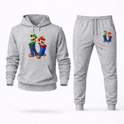 Men's Luigi Hoodie Joggers Set - Grey digital placement mockup