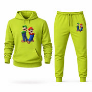 Men's Luigi Hoodie Joggers Set - Lime Green digital placement mockup