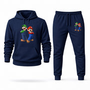 Men's Luigi Hoodie Joggers Set - Navy digital placement mockup