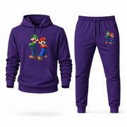 Men's Luigi Hoodie Joggers Set - Purple digital placement mockup