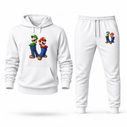 Men's Luigi Hoodie Joggers Set - White digital placement mockup