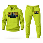 Men's Luke Cage Hoodie Joggers Set - Lime Green digital placement mockup