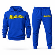 Men's Madagascar Hoodie Joggers Set - Blue digital placement mockup